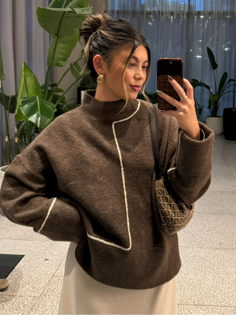 Zara Turtleneck Sweater with Contrast Stitching